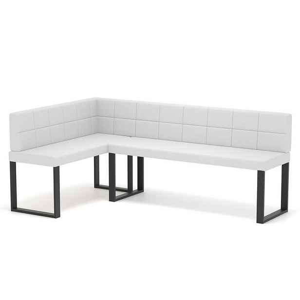 Idohome ROHOVÁ LAVICE SANA U levá ekokůže prošívaná, 142/196 cm, bílá