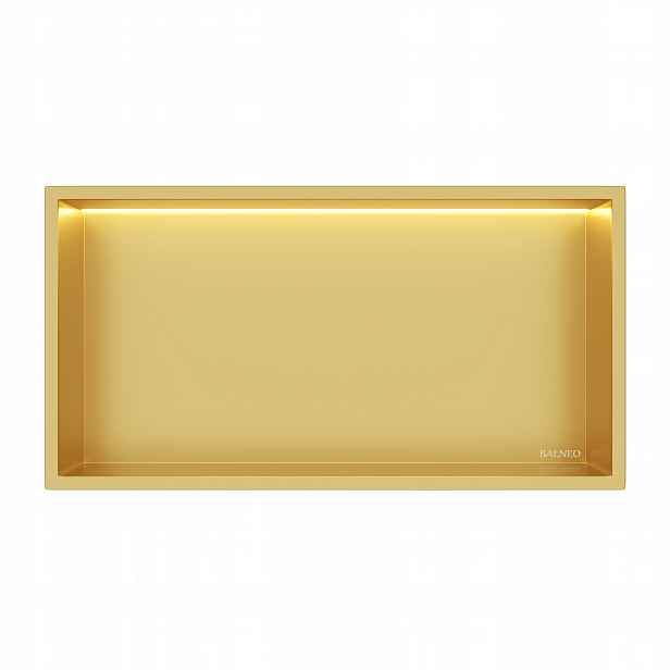 Ocelová koupelnová polička Wall-box One Brass Gold s Led 30x60x10 cm