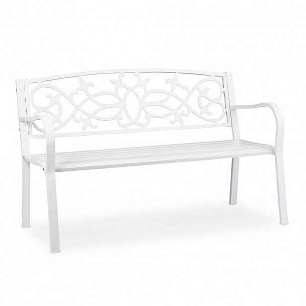 Relaxdays LAVICE bílá zahradní 2místná 124,5 cm