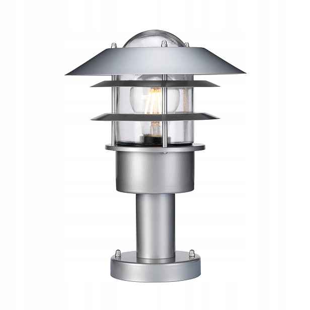 Venkovní stojací lampa s industriálním zahradním sloupkem, stříbrná, 30 cm Elstead