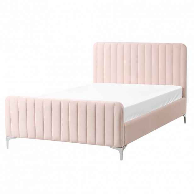 Beliani POSTEL s roštem 120/200 cm Pastelově růžová Lunan