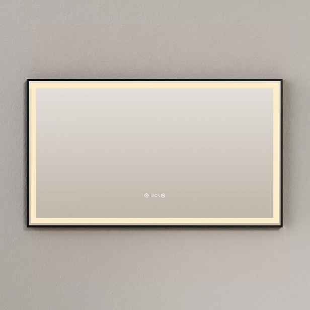 EMKE KOUPELNOVÉ ZRCADLO s osvětlením, černý rám, 120/70 cm