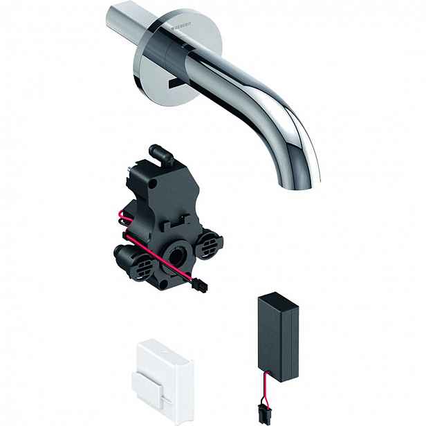 Geberit Piave - Elektronický umyvadlový ventil pod omítku, pro studenou vodu, bateriové napájení, easy to clean, chrom 116.284.21.1