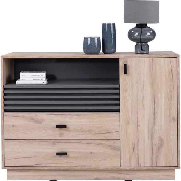 MASSENO KOMODA PUNTO, 120/85/40 cm s 2 zásuvkami, počet dvířek: 1, dekor dub