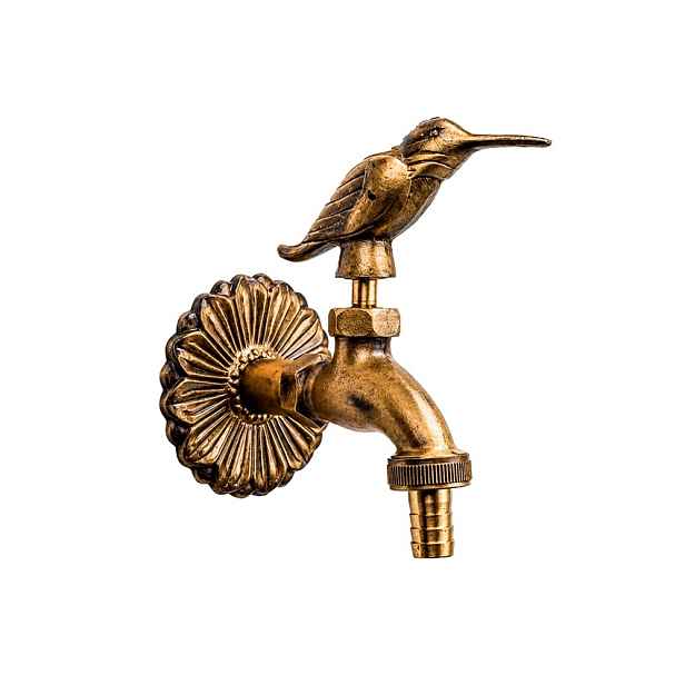 Mosazný ozdobný houbový kohout vstup 1/2" výstup 3/4" pták