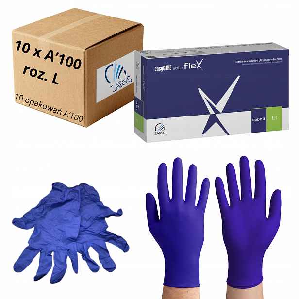 Nitrilové rukavice easyCARE nitrileFLEX kobalt Zarys vel. [L] 10op x A'100