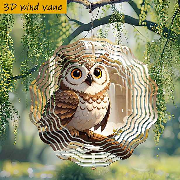 TEMU 3D 1 ks „ na větvi s vodopádem“ 25,5 cm/10 palců x 25,5 cm/10 palců otočný háček, 360° DIY kreativní zvonkohra – odolná kovová vánoční dekorace