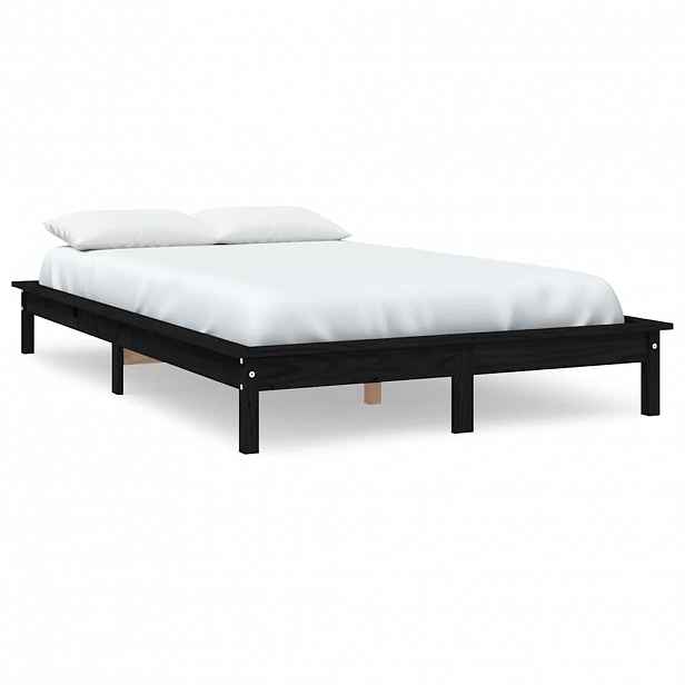 vidaXL Rám postele černý 180 x 200 cm Super King Size masivní borovice
