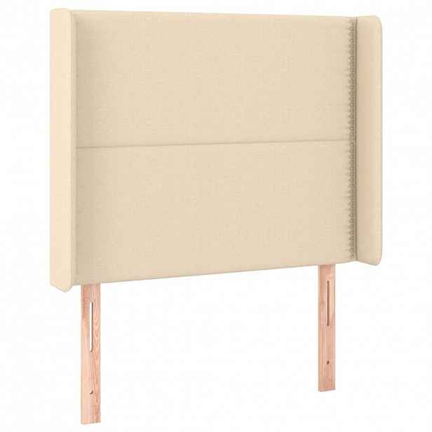vidaXL Čelo postele typu ušák krémové 103x16x118/128 cm textil