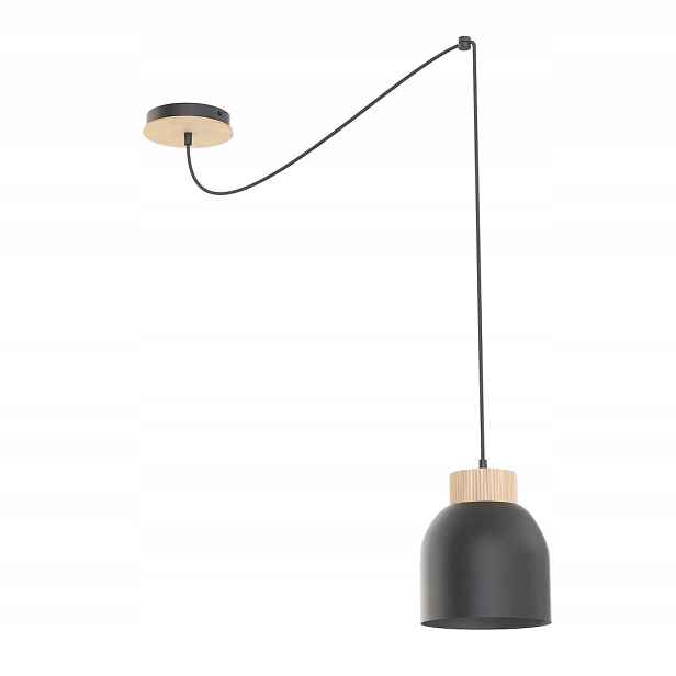 Emibig Kru závěsná lampa skandinávská černá dřevo 1xE27 15W
