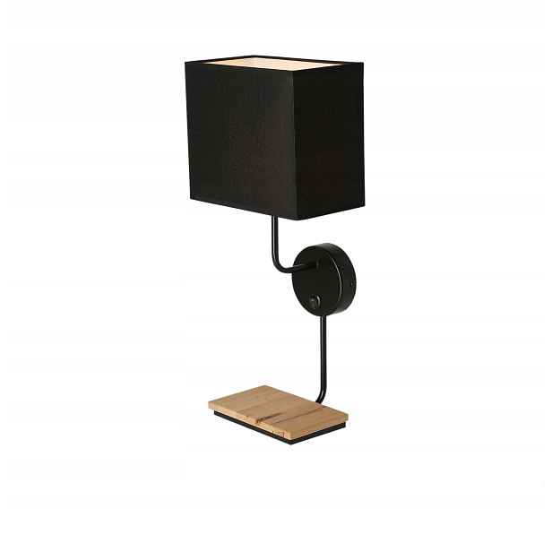 Nástěnné svítidlo Candellux Keto černé s tienidlem a vypínačem 1xE14 28W