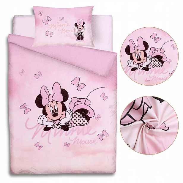 Růžové bavlněné povlečení 135x200 cm Minnie Mouse