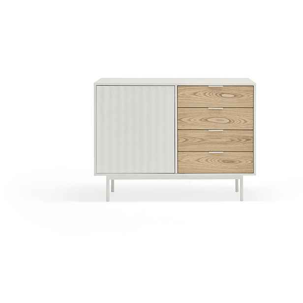 Nízká komoda v dekoru dubu v bílo-přírodní barvě 108x80 cm Sierra – Teulat