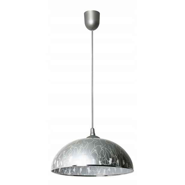 Závěsná lampa stříbrná kulatá 38 cm nad jídelní stůl ozdobná Lampex