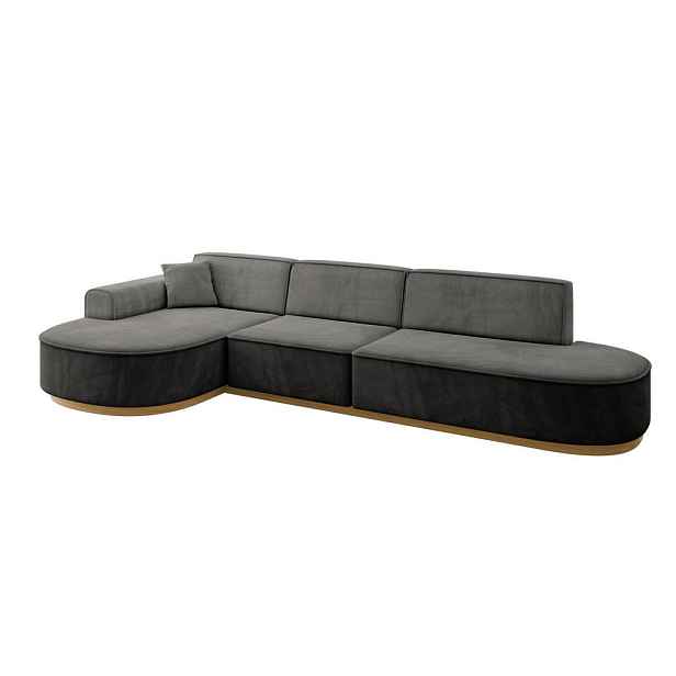 ALTDECOR ROHOVÁ SEDAČKA s otomanem, levá MARI-L2-v2 328x171x83 Tmavě šedá Velur