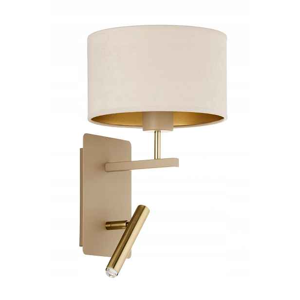 Hotelové nástěnné svítidlo béžovo-zlaté velurové E27 G9 Marii Sigma Lighting