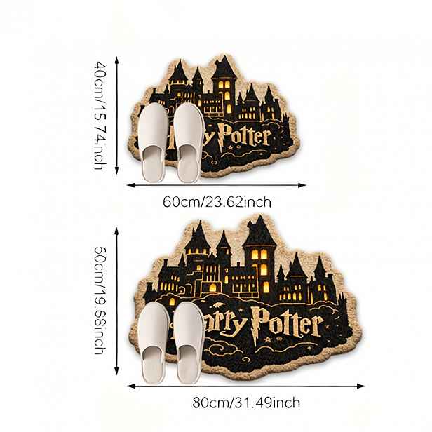 TEMU Polyesterová rohož Warner s 2D potiskem a Harryho Pottra, měkká uvítací rohož, velmi pohodlná podlahová rohož, ideální do ložnice a obývacího