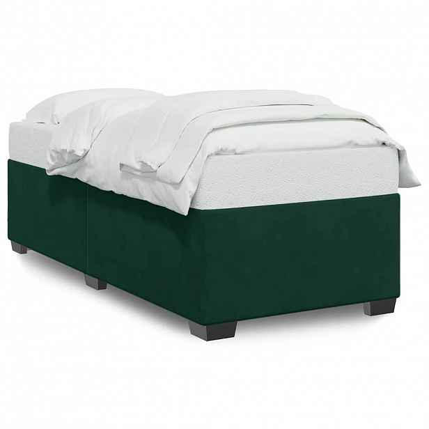 vidaXL Rám postele bez matrace tmavě zelená 90 x 190 cm samet