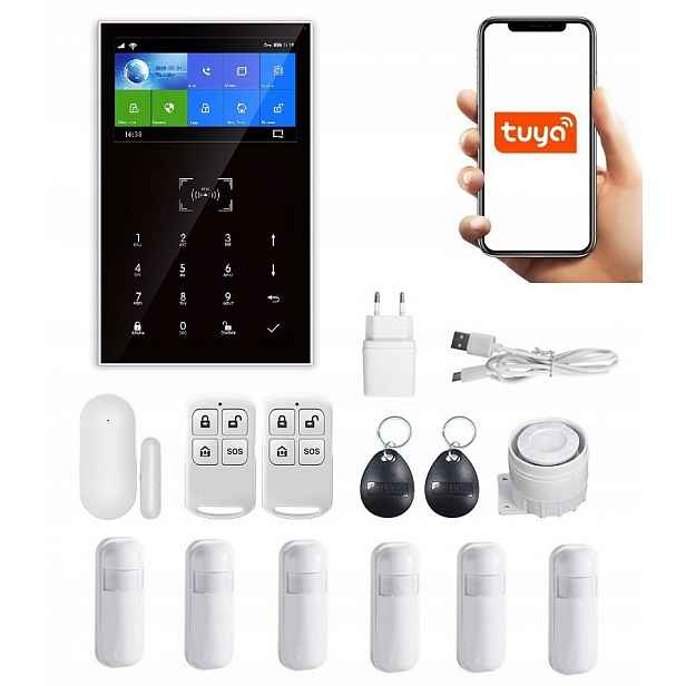 Bezdrátový LCD Alarm 4.3' Gsm WiFi Tuya Smart V 6xPIR