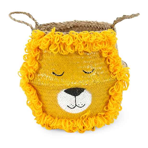 Dětský koš na hračky z mořské trávy ve žluto-přírodní barvě ø 30x28 cm Lion – Compactor