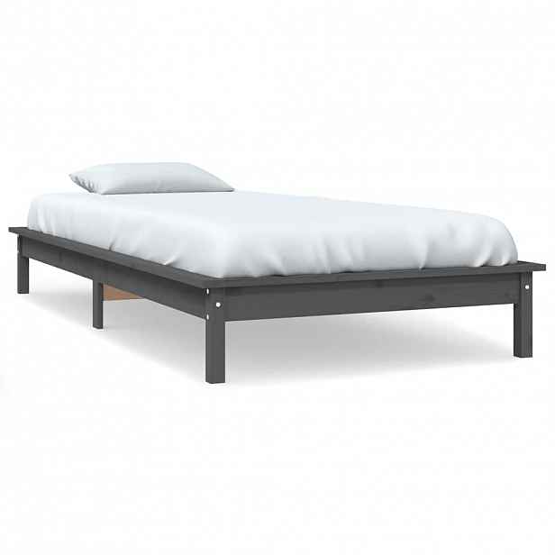 vidaXL Rám postele šedý 90 x 190 cm masivní borovice Single