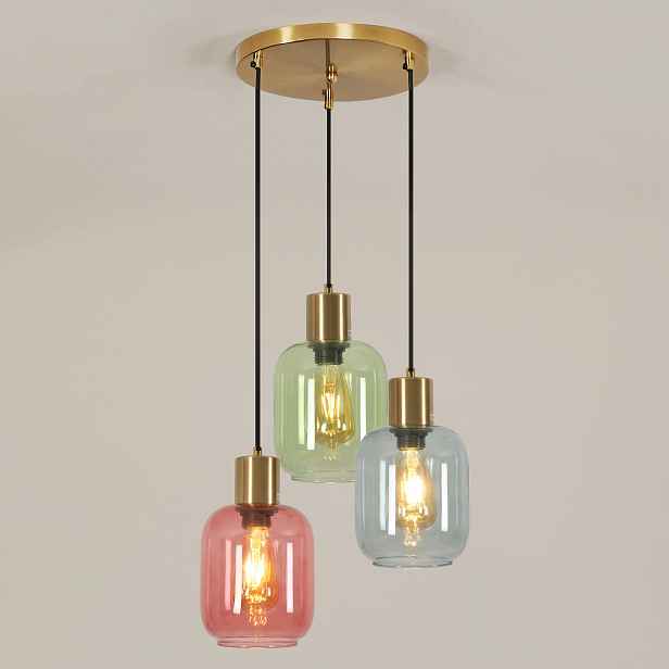 Závěsné stropní svítidlo 3x E27 Lustr Barevné sklo 150 cm Retro