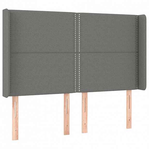vidaXL Čelo postele typu ušák tmavě šedé 147x16x118/128 cm textil