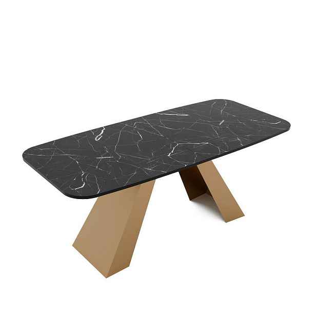 Idohome JÍDELNÍ STŮL ZENITH rozkládací 160/90/76 cm s kovovou podnoží, zlatý / šedý