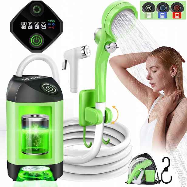 Kempingová Turistická Sprcha S Usb Akumulátor 6000 Mah A Hadice