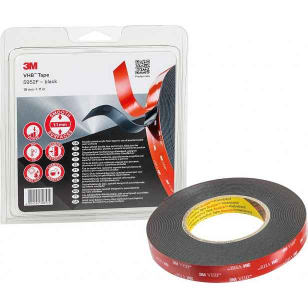 Oboustranná lepicí páska Vhb 5952F černá 19 mm x 33 m 3M