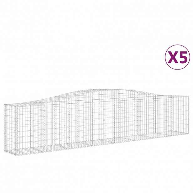 vidaXL Klenuté gabionové koše 5 ks 400x50x80/100 cm pozinkované železo