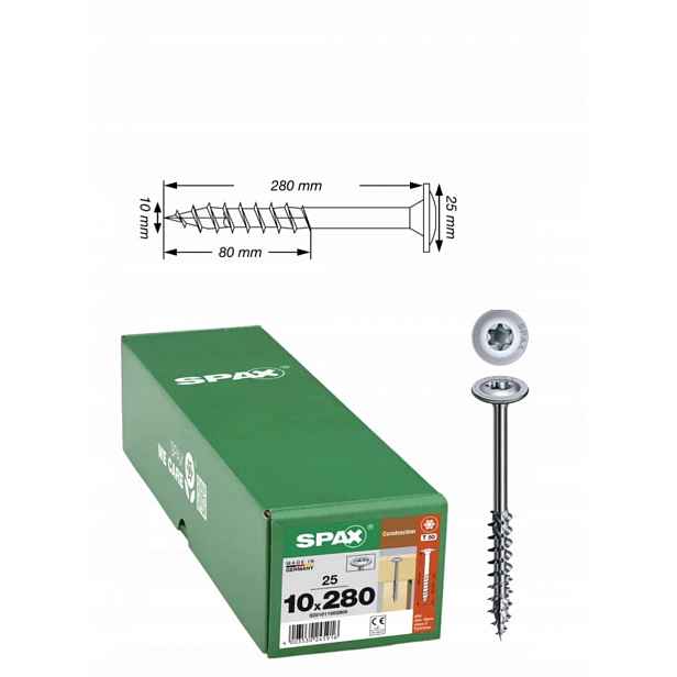 Univerzální šrouby Wirox pro dřevěné konstrukce Spax 10 x 280 mm 50 ks