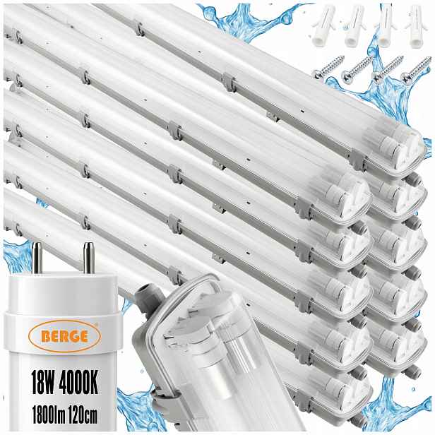 10 x Hermetické Led svítidlo 120 cm Lampa Zářivky 20 x Garážový reflektor