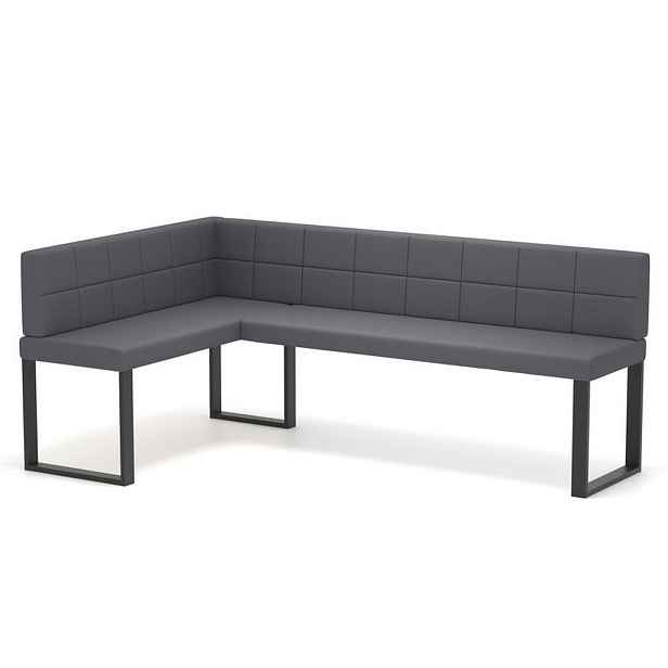 Idohome ROHOVÁ LAVICE SANA U levá ekokůže prošívaná, 128/168 cm, šedá