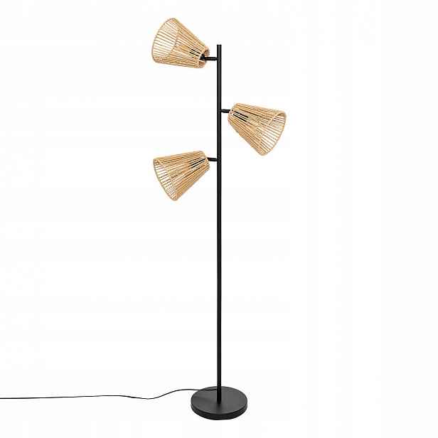 Podlahová Stojací Lampa Černá Kovová 3 Pletená Stínidla 150 cm