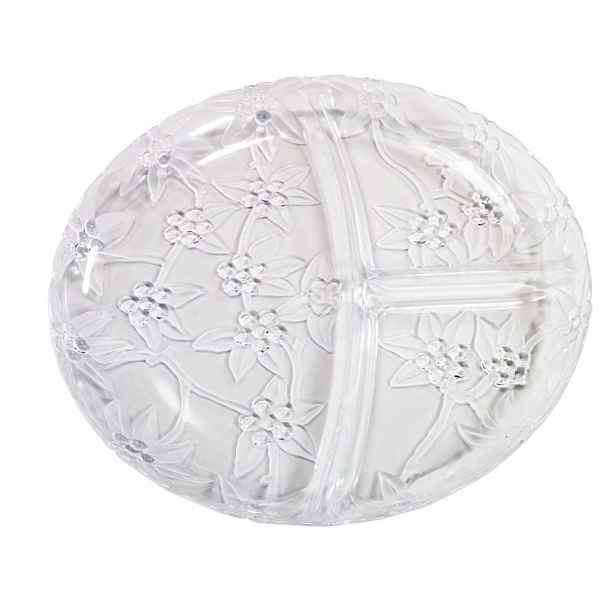 podnos d28cm KRYSTAL, dělený, brus, transp.plast