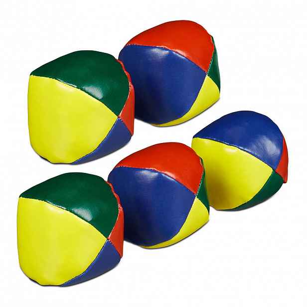 Relaxdays ŽONGLOVACÍ MÍČKY Barevné 5dílné-Set plast písek Ø 6,5 cm