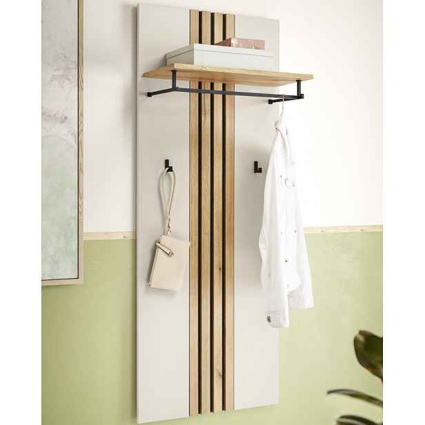 Šatní panel s poličkou Lima, béžová kašmír/dub evoke