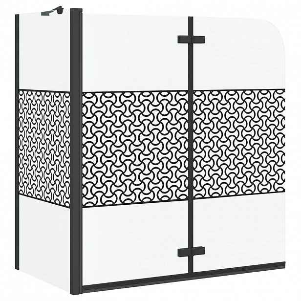 vidaXL Koupelnové zástěny Geometrický Černá 120 x 67 x 129 cm