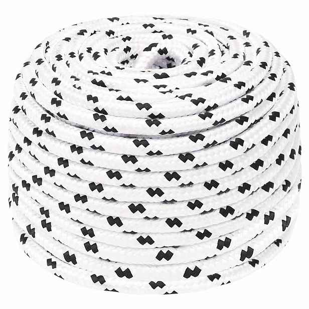 vidaXL Splétané lodní lano bílé 8 mm x 25 m polyester