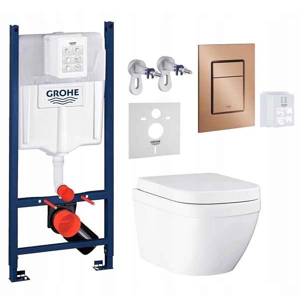 Podomítkový Wc set Stelaz s Wc mísou Grohe Euro Ceramic Tlačítko