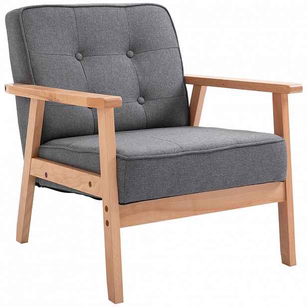 HOMCOM JEDNOSEDACÍ KŘESLO, lounge křeslo, plátno, šedé