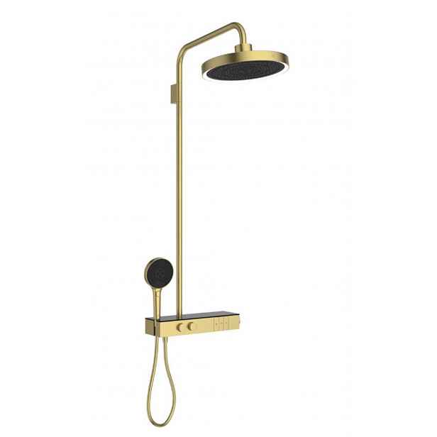 Ideal Standard Ceratherm Solos - Sprchový set s termostatem, průměr 33 cm, 3 proudy, s LED osvětlením, kartáčované zlato A7883A2