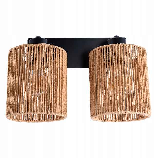 Lampa Nástěnná Pletená Lampa Boho Rustikální 2 x E27 Jutová