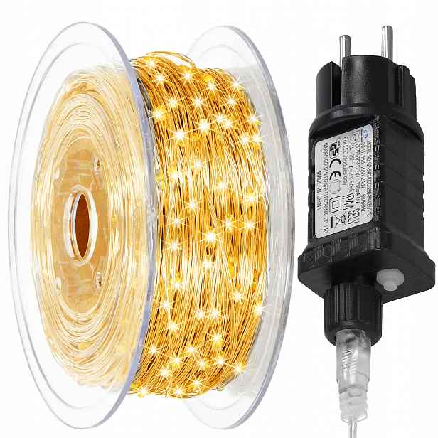 Lampičky Drátky 1000LED Vánoční Stromky 100 M Bílé Teplé IP44 Žilky