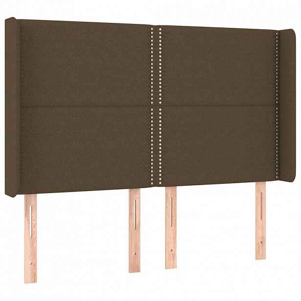 vidaXL Čelo postele typu ušák tmavě hnědé 147x16x118/128 cm textil