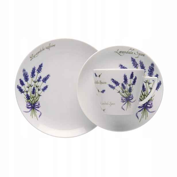 Lubiana Boss Obědový a kávový servis pro 6 osob 32 kusů porcelánu Levandule