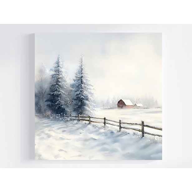 Obraz Na Plátně Canvas Krajina Venku Zima Sníh Mráz Závěje Stromy 50x50
