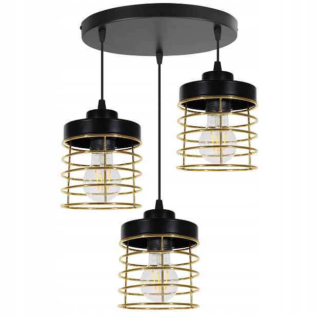 Závěsné Stropní Svítidlo Lustr Trojitý Zlatý Loft Stropní Svítidlo Moderní