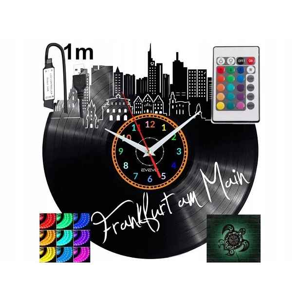 Frankfurt Dárek Originální dekorace do domu Hodiny z vinylové desky